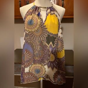 Unique Spectrum Bohemian Floral Flowing Sleeveless Top